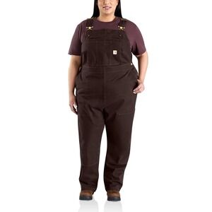 Carhartt rugged flex loose fit canvas bib overalls brown women's size 2X 20W-22W